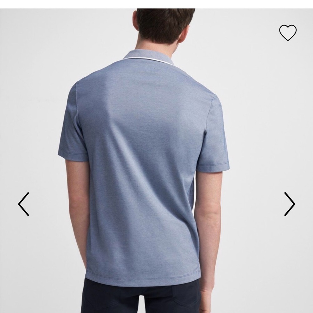 Theory Men's Slate Blue Polo with Contrast Collar Trim - Picture 6 of 7